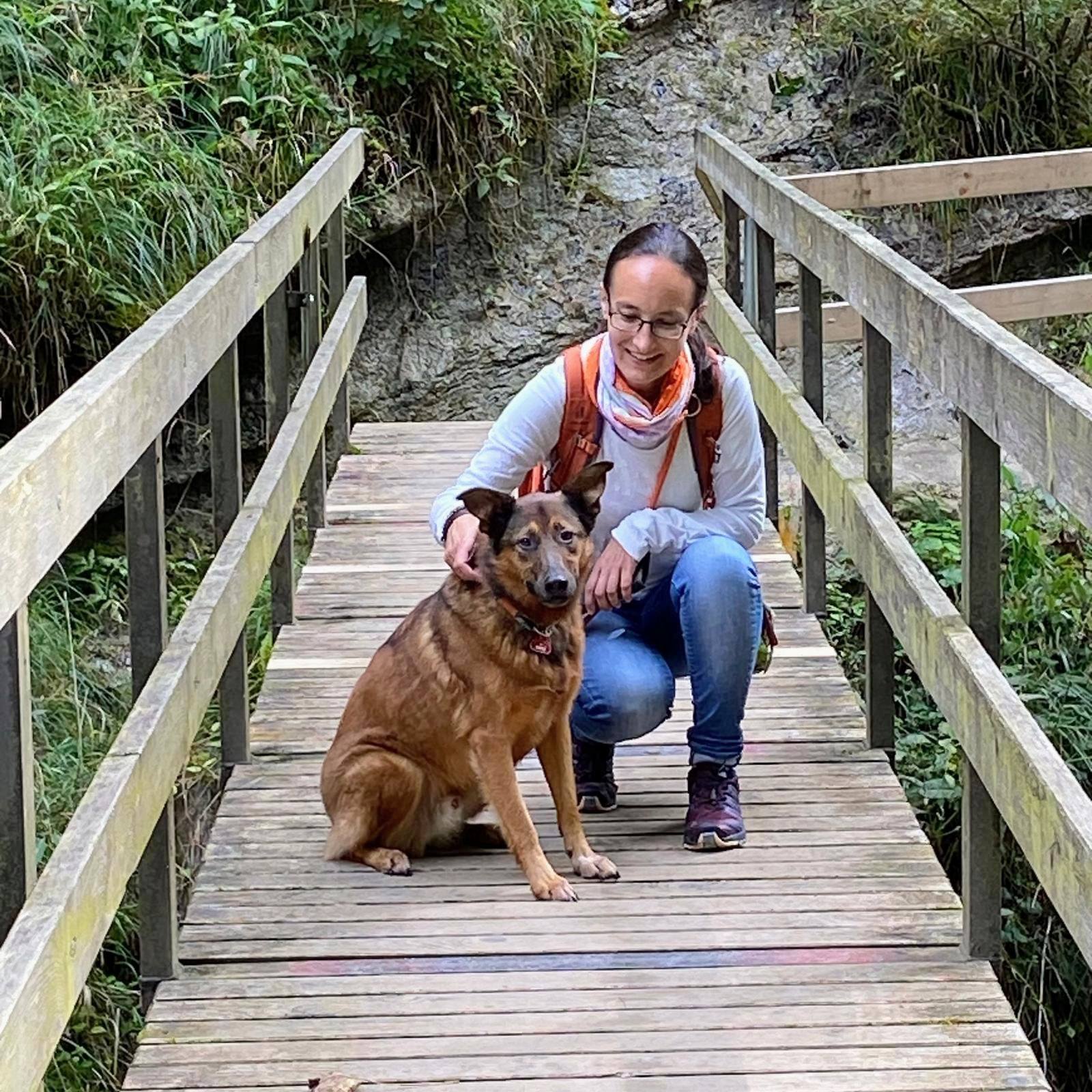 Birgit mit Hund Sam